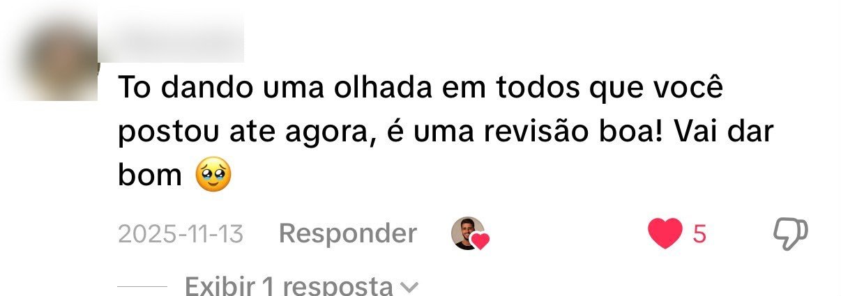 Comentário de aluno sobre o Bio X